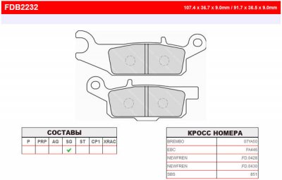 FDB2232SG Ferodo тормозные колодки