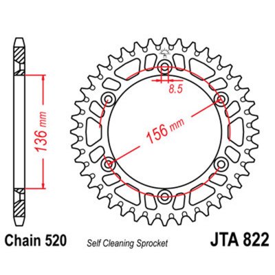 Звезда ведомая алюминиевая JTA822.45BLU (цвет синий)