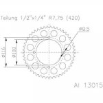 Звезда задняя алюминиевая Esjot 51-13015 48 зубьев (JTA461.48)