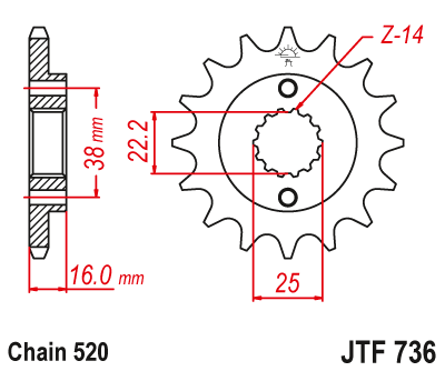 Звезда передняя JTF736.15RB c демпфером