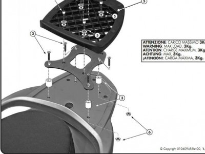 GIVI E851 крепеж верхних кофров Givi MONOLOCK на Keeway Goccia 50 09-11