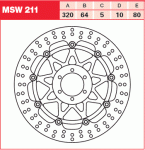 Тормозной диск для мотоциклов Lucas TRW MSW211