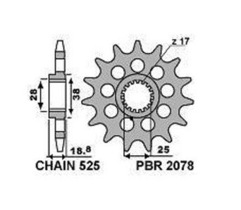 Звезда передняя PBR 2078 C16 (JTF704.16)