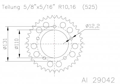 Звезда задняя алюминиевая Esjot 51-29042 44 зуба (JTR7.44)