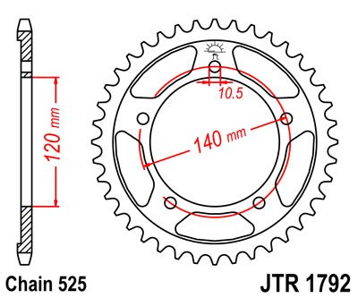 Звезда задняя JTR1792.41ZBK черная