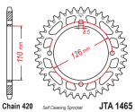 Звезда ведомая алюминиевая JTA1465.46BLK (цвет черный)