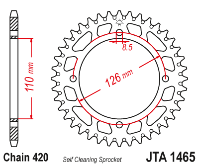 Звезда ведомая алюминиевая JTA1465.46BLK (цвет черный)