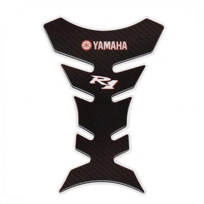 Наклейка на бак мотоцикла CRAZY IRON Yamaha YZF-R1 FISH red, текстура карбона