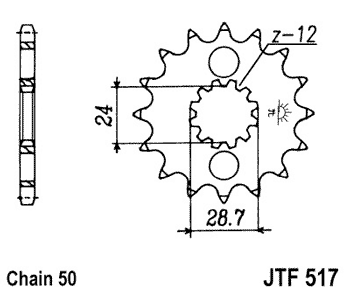 Звезда передняя JTF517.17RB с демпфером