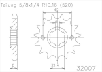 Звезда передняя Esjot 50-32007 16 зубьев (JTF575.16)