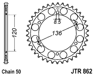 Звезда задняя JTR862.44