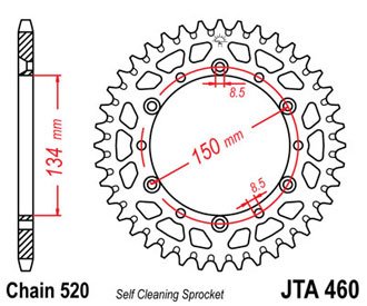 Звезда ведомая алюминиевая JTA460.49GLD (цвет золотой)