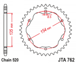 Звезда ведомая алюминиевая JTA762 41BLK (чёрная)
