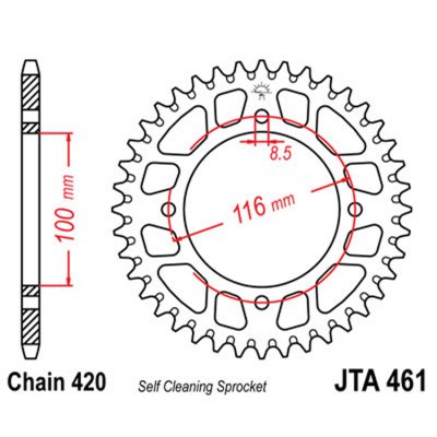 Звезда ведомая алюминиевая JTA461 51BLK