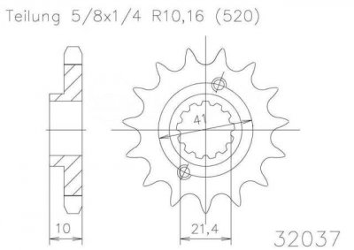 Звезда передняя Esjot 50-32037 14 зубьев (JTF308.14)