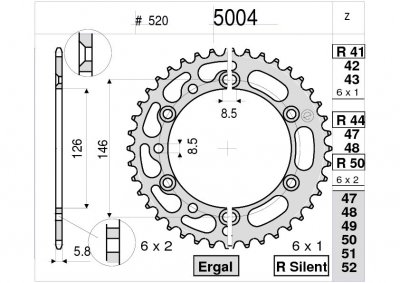 Звезда задняя Ognibene 5004-R44 (JTR808.44) с демпфером