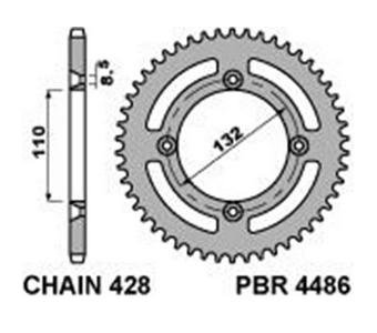 Звезда задняя PBR 4486 48 L (JTA895.48)