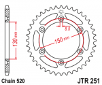 Звезда ведомая алюминиевая/стальная JTX251.52BLU (цвет голубой)