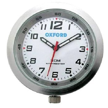 Oxford OF218W Часы для мотоцикла аналоговые цвет-серебр.