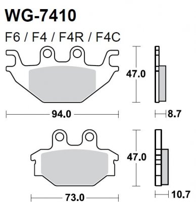 Тормозные колодки WRP WG-7410-F4 (FDB2184 / FA377)