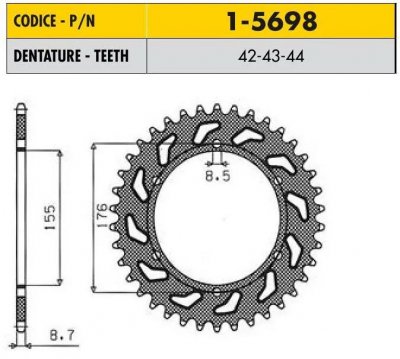 SUNSTAR Звезда задняя 42 зубьев 1-5698-42 стальная (JTR2011.42)