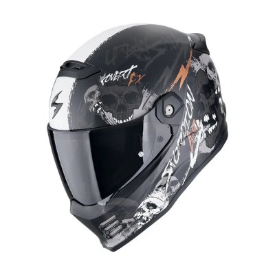 Scorpion Exo Мотошлем COVERT-FX SKULLZ  Черный матовый/Серый/Золотистый