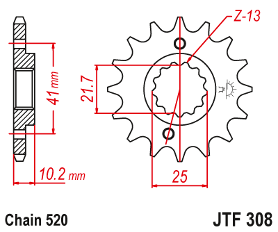 Звезда передняя JTF308.16