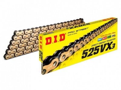 Цепь DID 525 VX3 - 92 звена Gold (защелка)