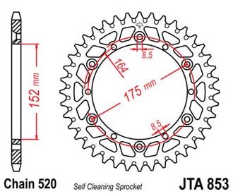 Звезда ведомая алюминиевая JTA853.50BLK (цвет черный)