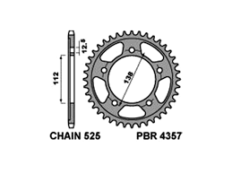 Звезда задняя PBR 4357 42 C45T (JTR1304.42) (закаленная)