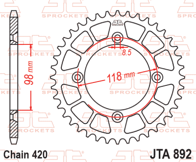 Звезда ведомая алюминиевая JTA892 48ORG