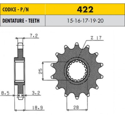 Звезда передняя Sunstar 42216 (JTF704-16)