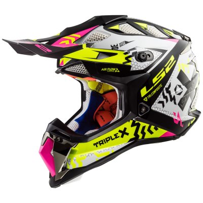Шлем LS2 MX470 SUBVERTER TRIPLEX черно-розово-желтый