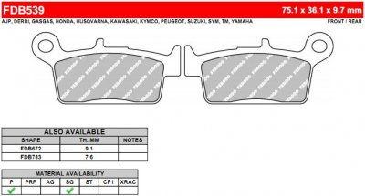 FDB539P Ferodo тормозные колодки