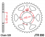 Звезда ведомая алюминиевая JTA890.45BLK (цвет черный)