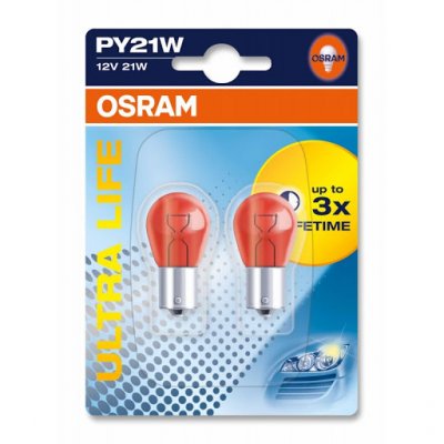 Osram Лампа головного света PY21W BAU15s 12V21W 2500K 2шт.