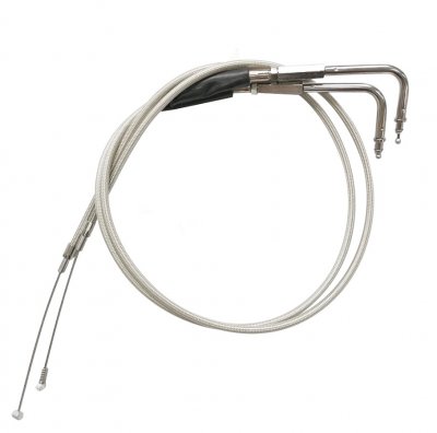 Трос газа двойной Tarazon для Harley-Davidson Dyna / Touring / Softail / Sportster 90см серебристый
