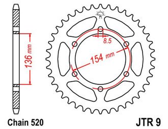 Звезда задняя JTR9.47