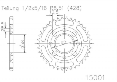 Звезда задняя Esjot 50-15001 44 зуба (JTR269.44)