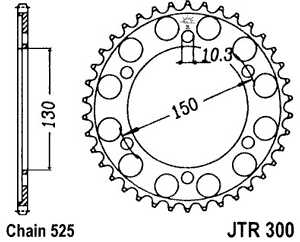 Звезда задняя JTR300.47ZBK черная