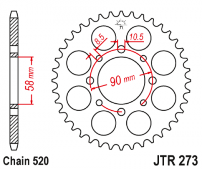 JT Звезда цепного привода JTR273.45ZBK